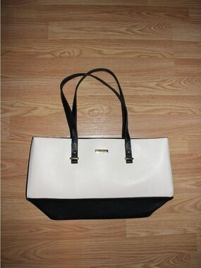 Two-Tone White and Black Tote Bag